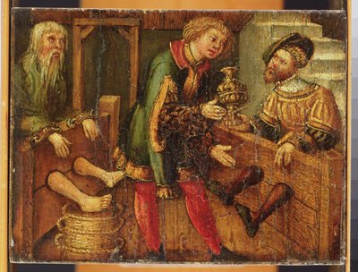 Two Men in Stocks by German School